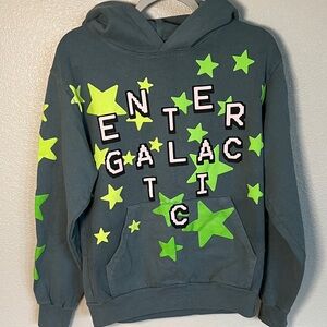 Galactic Starburst Hoodie - Neon Green and Charcoal